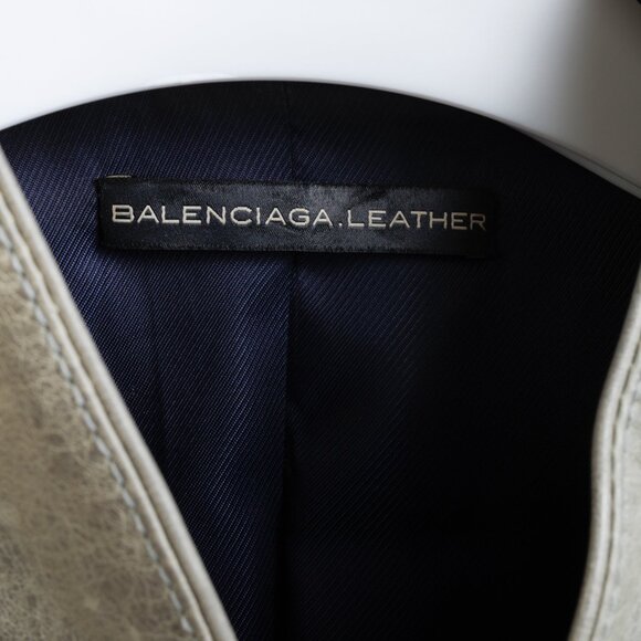 Balenciaga 2008 Arena Goat Leather Grey Navy Zip Bomber - Picture 4 of 10
